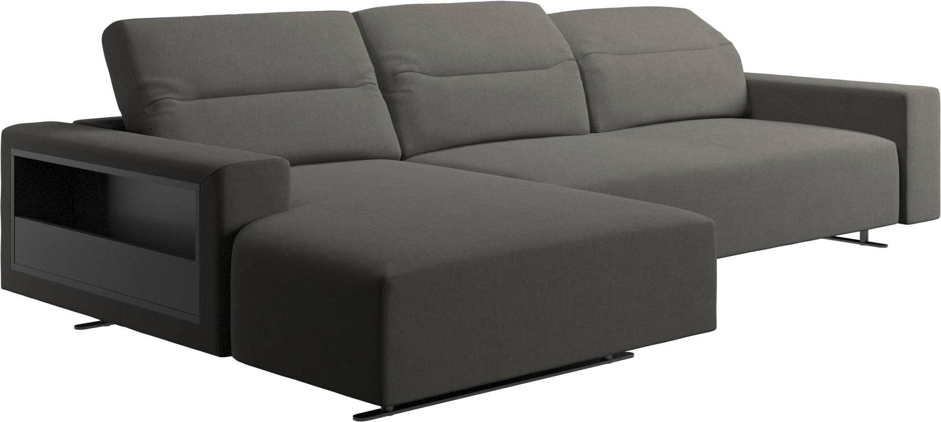 Hampton sofa with adjustable back, resting unit and storage left side |  BoConcept